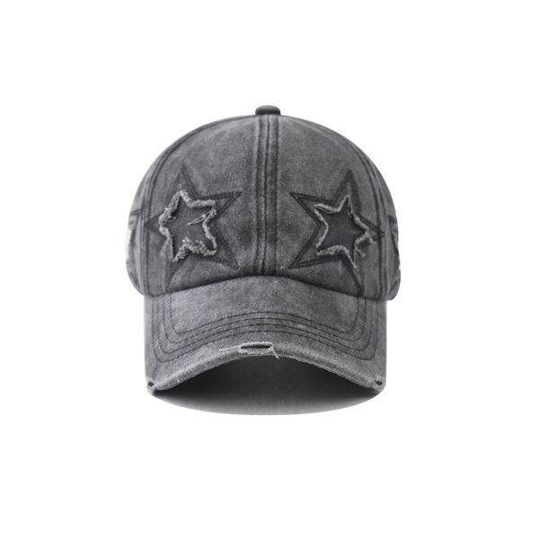 Wholesale Pure Cotton Washed Distressed Personalized Hole Five-pointed Star Baseball Cap