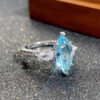 Wholesale Copper Ring with Light Blue Marquise Zircon