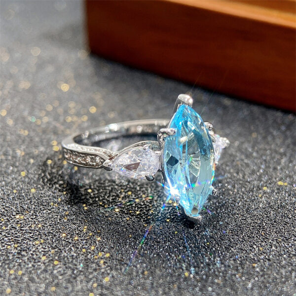 Wholesale Copper Ring with Light Blue Marquise Zircon