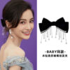 Wholesale Rhinestone Tassel Satin Bow Back Head Spring Clip Top Clip