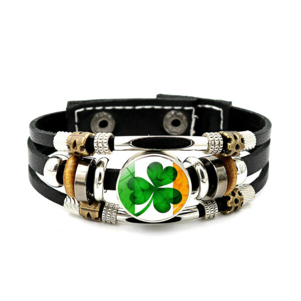 Wholesale Irish Flag Shamrock Alloy Bracelet