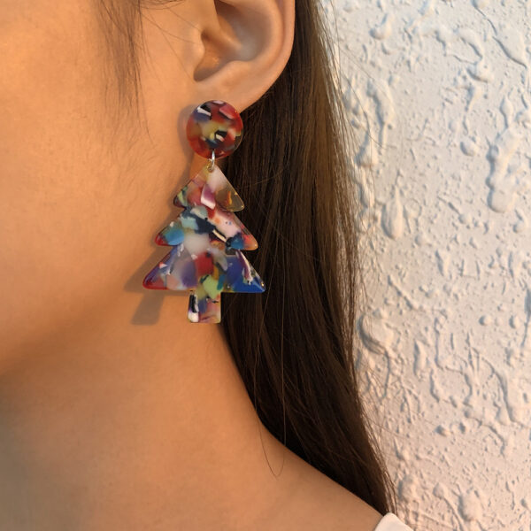 Wholesale Colorful Christmas Tree Acetate Sheet Earrings