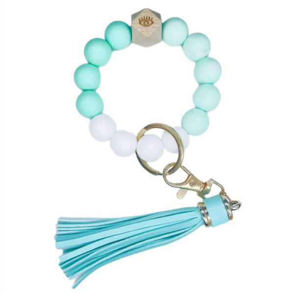 Wholesale Silicone Bohemian Leather Tassel Wrist Keychain