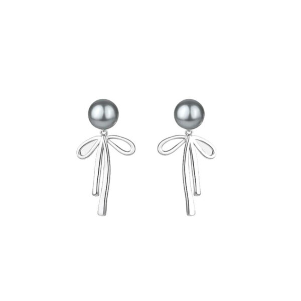 Wholesale Vintage Pearl Bow Metal Stud Earrings