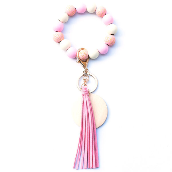 Wholesale PU Printed Tassel Pendant Wrist Keychain