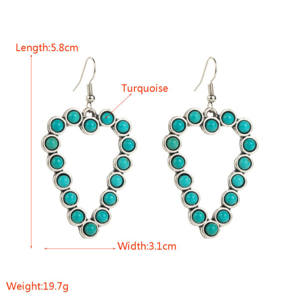 Wholesale Personalized Hollow Heart Exaggerated Turquoise Exquisite Earrings