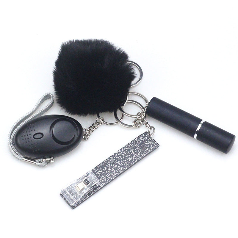 Wholesale Plastic Hairball ATM Card Reader Empty Perfume Bottle Keychain Set