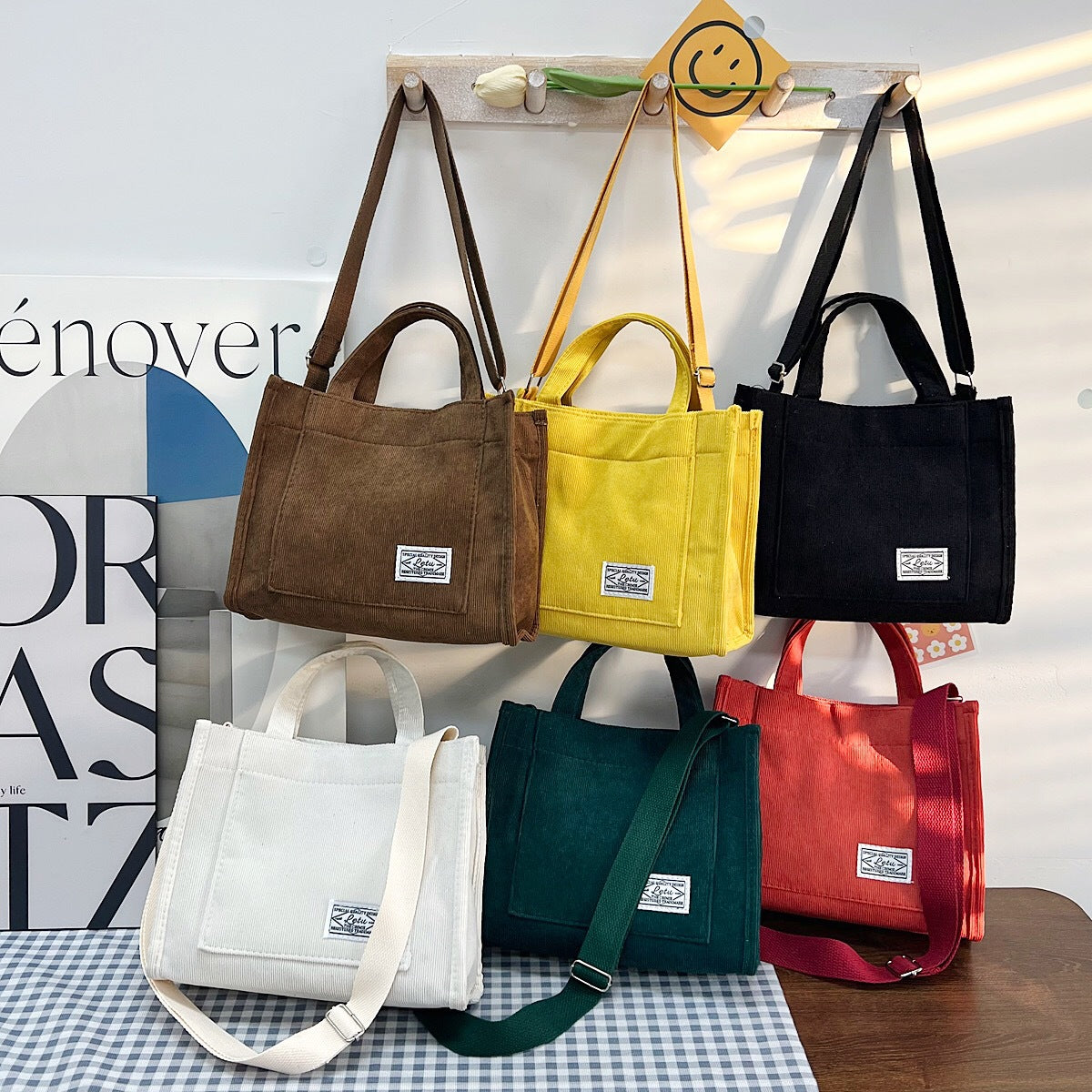 Wholesale Corduroy Shoulder Crossbody Lunch Box Bag