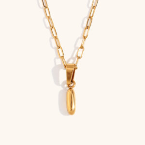 Mini bubble letter paper clip chain necklace-gold-I