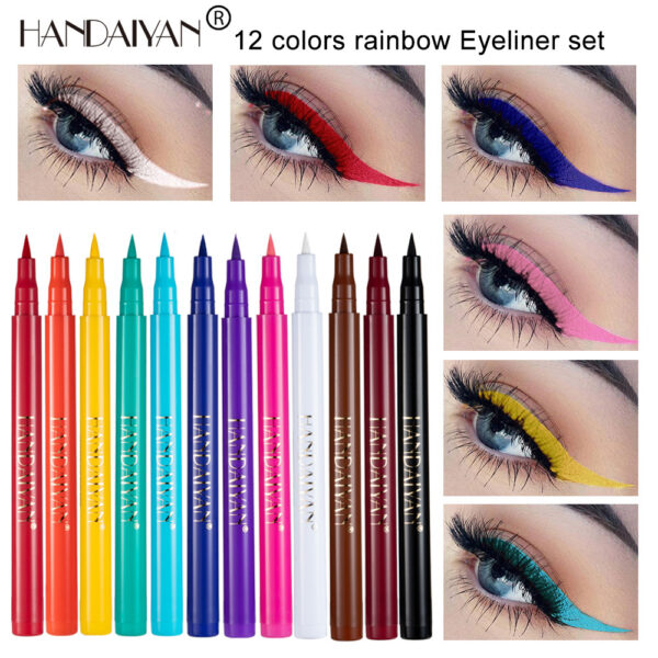 Wholesale Rainbow DIY Color Eyeliner Liquid Is Not Easy To Smudge Matte Eyeliner Pen