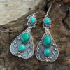 Wholesale Antique Green Turquoise Alloy Earrings