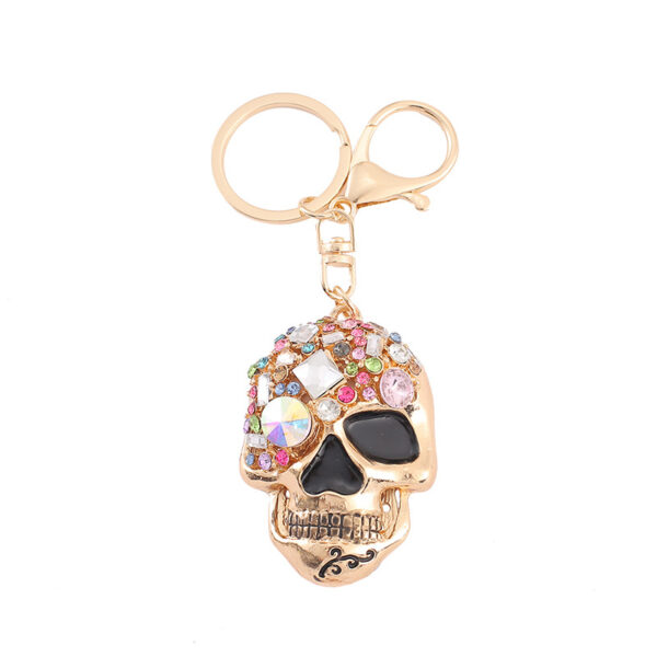 Wholesale Zinc Alloy Color Rhinestone Skull Keychain