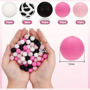 B style pink-105 silicone beads opp bag / 12mm