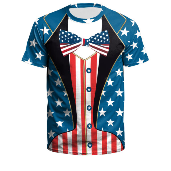 O1CN01aRIaB31Y6AgDVDcHl_2215458823009-0-cib Wholesale American Independence Day Flag 3D Digital Printing Round Neck Casual T-Shirt
