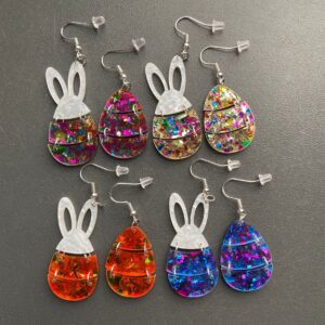 Wholesale Easter Egg Little White Rabbit Acrylic Earrings