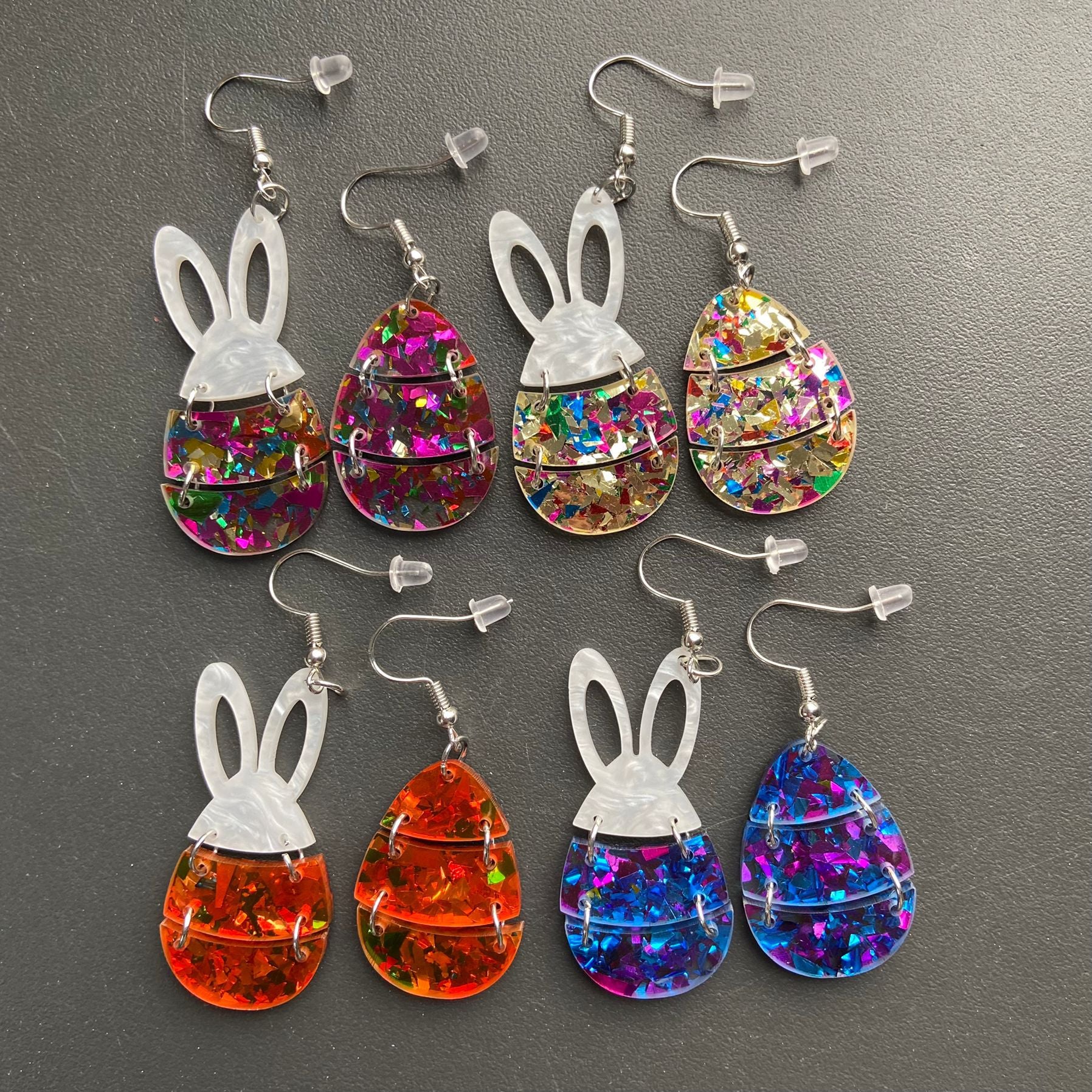 Wholesale Easter E Little White Rabbit Acrylic Earrings