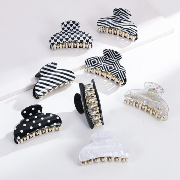 Wholesale Black & White Printed Acrylic Hair Clips