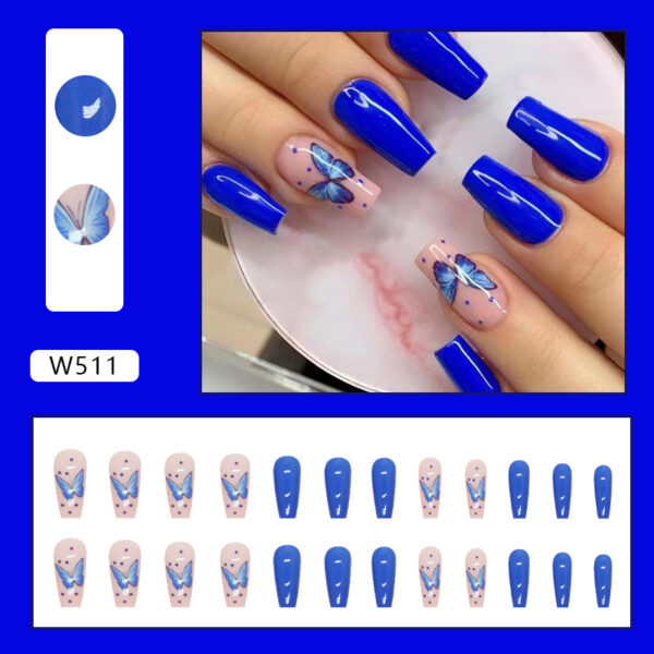 Wholesale Blue Butterfly Cool Sensation Powder Sheer Nail Stickers
