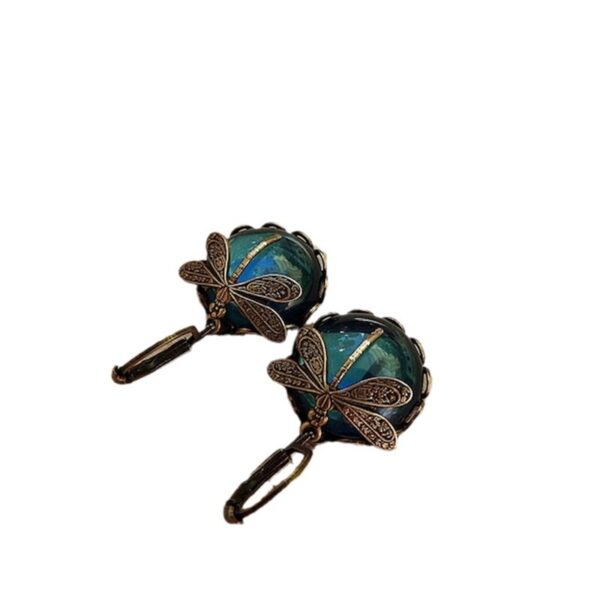O1CN01aW2Zv11fCJLZysihY_4260613970-0-cib Wholesale Alloy Vintage Dragonfly Green Crystal Dangle Earrings