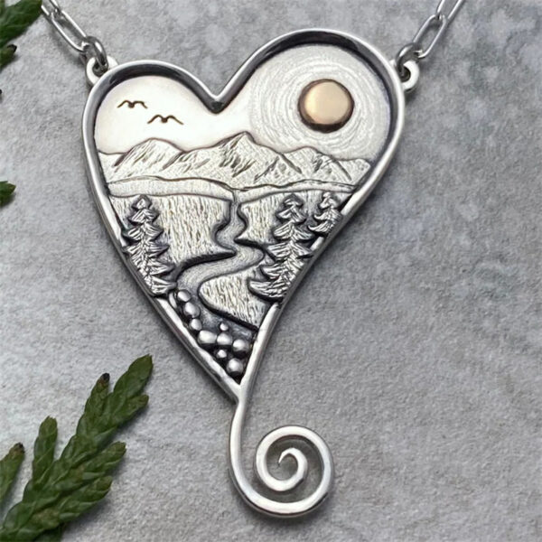 Wholesale Mountain River Sun Delicate Pendant Necklace Alloy