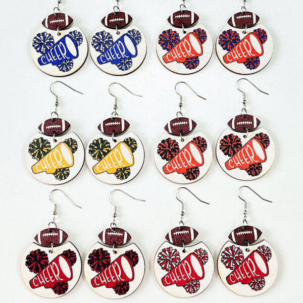 Wholesale 2pairs/pack Football Cheerleading Multicolor Baseball Earrings