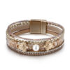 Wholesale Ethnic Style Pearl Turtle Magnetic Buckle Multi-layer PU Leather Woven Bracelet