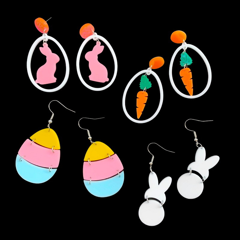 Wholesale Easter Carrot Rabbit Acrylic Earrings