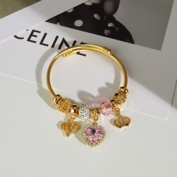 Wholesale Valentine's Day Crown Love Zircon Stainless Steel Bracelet