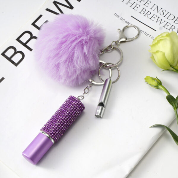 O1CN01agy6jr2FWIlqtZxYr_2217187058887-0-cib Wholesale Fur Ball Rhinestone Perfume Bottle Whistle Combination Keychain