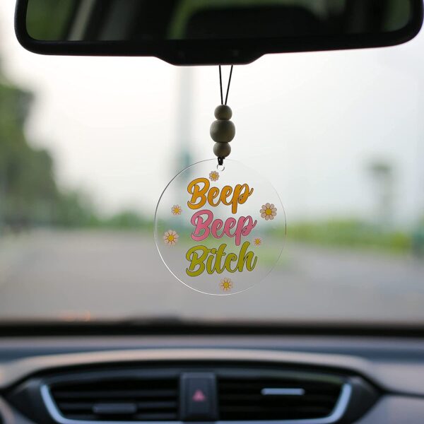 Wholesale Pink Heart Rearview Mirror Beaded Acrylic Car Accessories