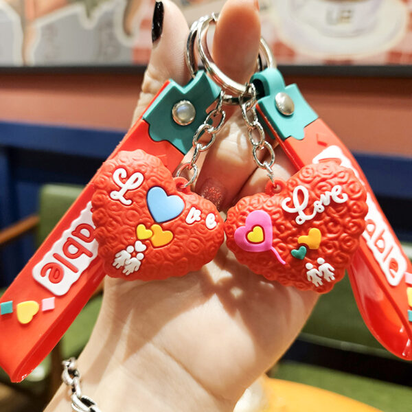 Wholesale Valentine's Day Peach Heart PVC Keychains