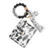Wholesale MAMA Cow Pattern Card Bag Silicone Beaded Wrist Key Chain