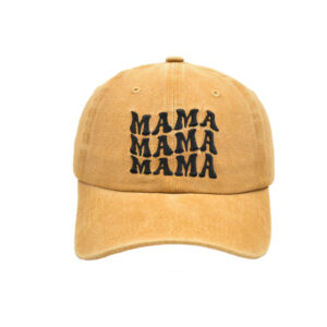Yellow-three-row MAMA baseball cap