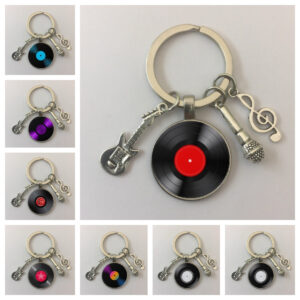 Wholesale Vinyl Records Retro Phonograph Glass Metal Keychains