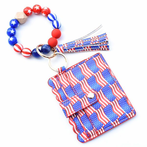 O1CN01akcaIy1N8Uktfxfkz_2508931525-0-cib Wholesale American Independence Day PU Card Holder Ladies Coin Purse Wrist Keychain