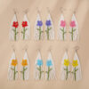 Wholesale Boho Flower Rice Beads Tassel Hand Braided Earrings