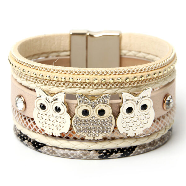 Wholesale Bohemian Owl Leather Bracelet