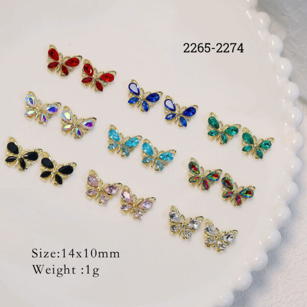 Wholesale Crystal Butterfly Zircon Resin Nail Stickers Accessories