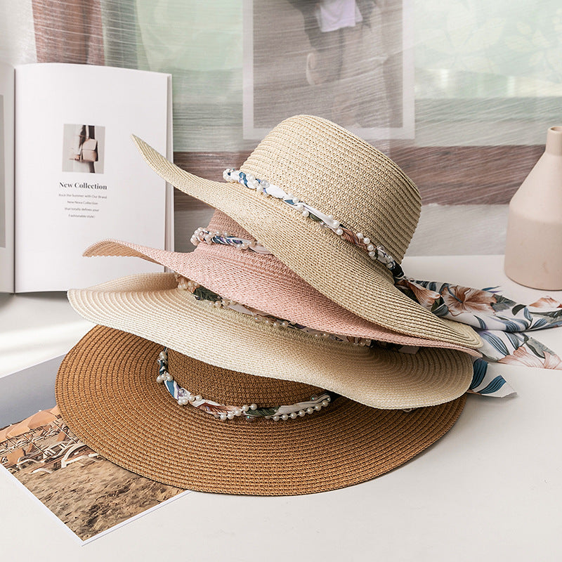 Wholesale Summer Bow Ribbon Big Hat Folding Straw Hat Sun Hat