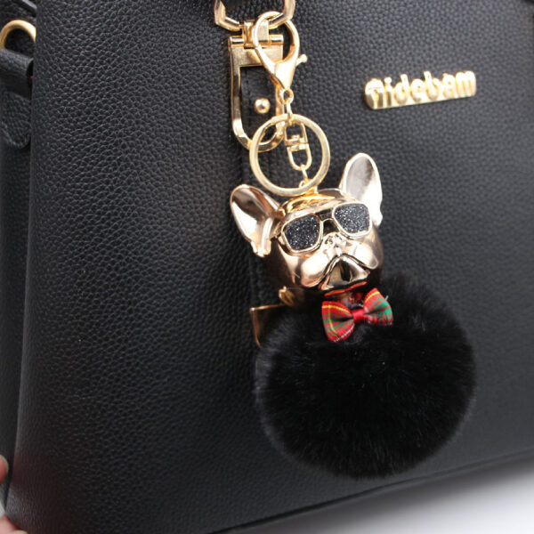 Wholesale New Creative Sunglasses French Dou Plush Ball Keychain