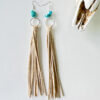 Wholesale Exaggerated Leather Tassel Turquoise Multi-color Earrings 2 in A Pack
