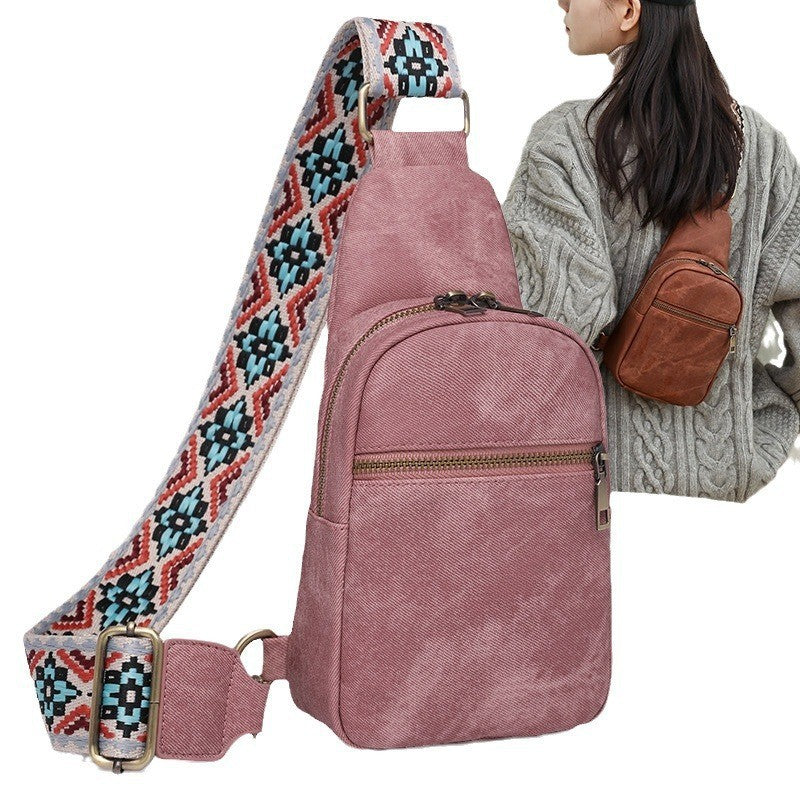 Wholesale Wide Shoulder Strap PU Chest Bag Single Shoulder Bag