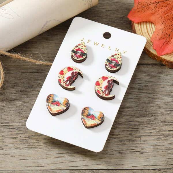 Wholesale of Valentine's Day Geometric Love Wooden Earrings