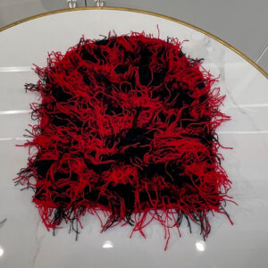 Two-color long wool hat-red and black / Free size