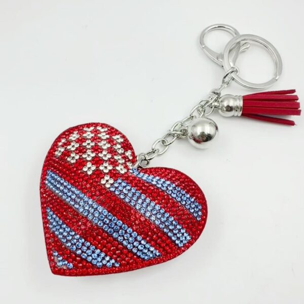 Wholesale Velvet Inlaid Diamond Heart Keychains