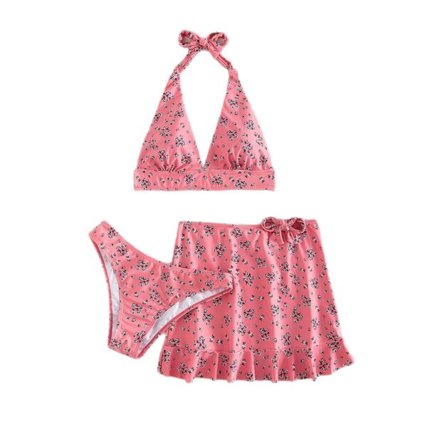 Wholesale Floral Two-piece Polyester Swimwear Three-Piece Set