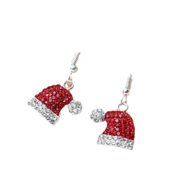 Wholesale Diamond Christmas Hat Alloy Stud Earrings