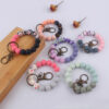 Wholesale Color Printing Silicone Handmade Beaded Wrist Keychain