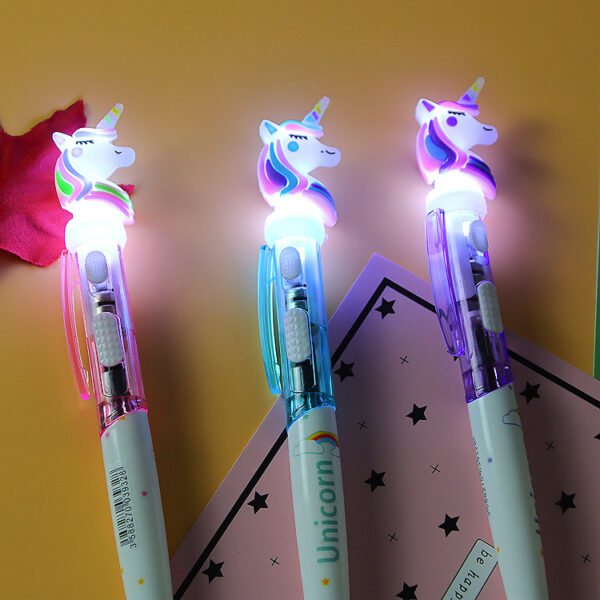 Wholesale Plastic Cartoon Unicorn Glowing Ballpoint Pen