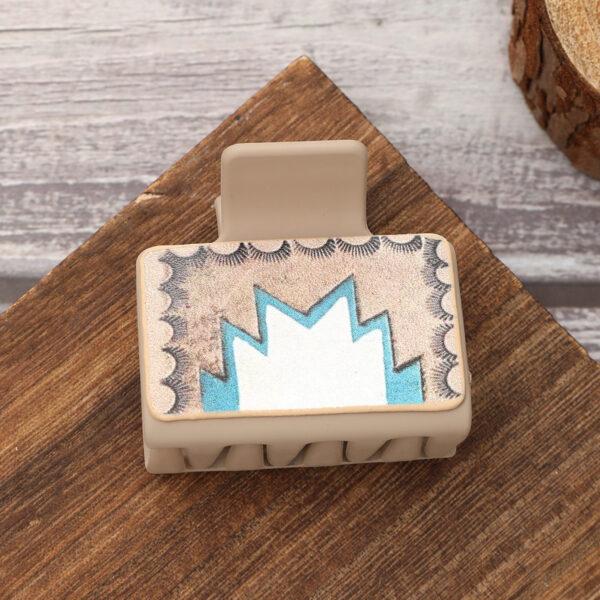 Wholesale Western Style Aztec Leather Hair Clips, Sunflower Shark Clips